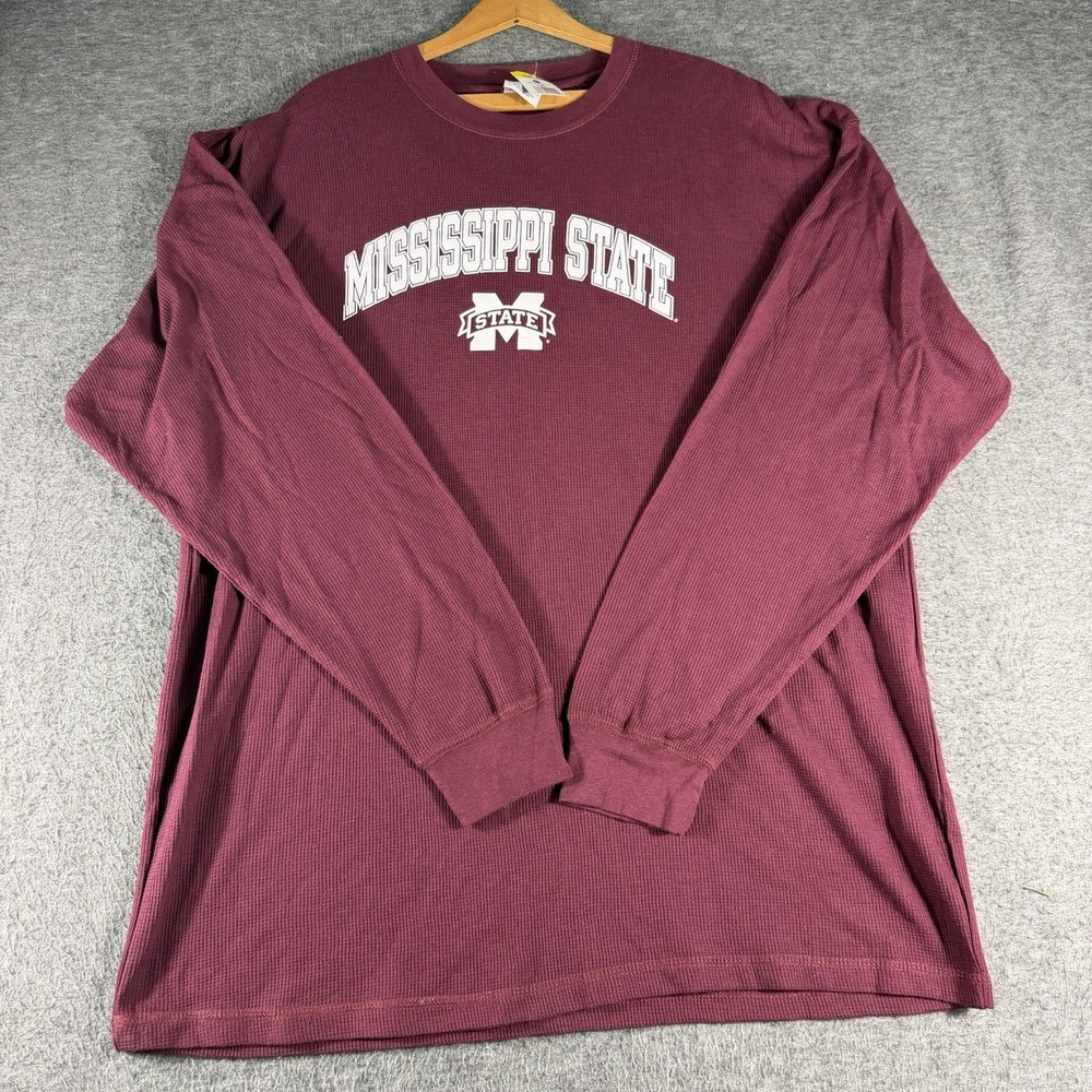 MISSISSIPPI STATE BULLDOGS Waffle Thermal Long Sleeve T Shirt Football Size 2XL